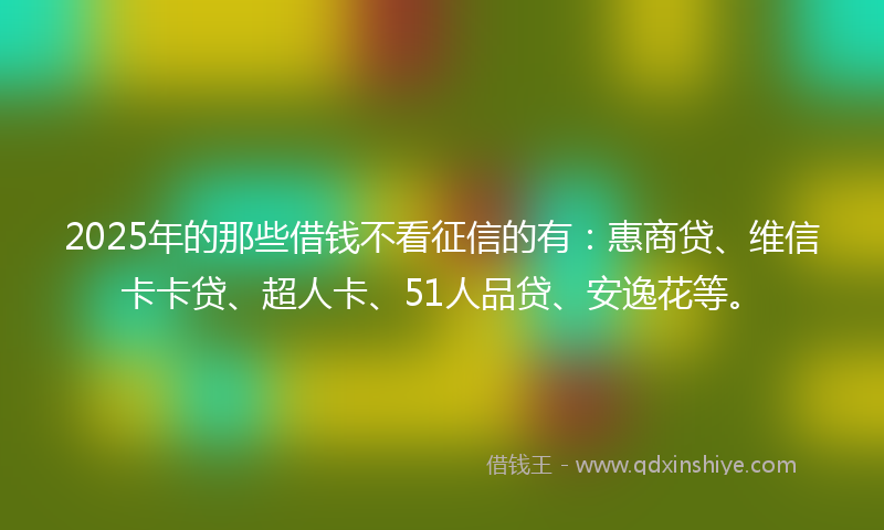2025年的那些借钱不看征信的有：惠商贷、维信卡卡贷、超人卡、51人品贷、安逸花等。
