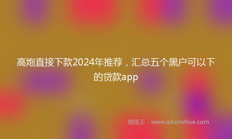 高炮直接下款2024年推荐，汇总五个黑户可以下的贷款app