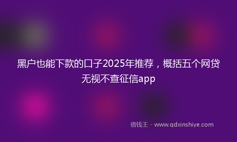黑户也能下款的口子2025年推荐，概括五个网贷无视不查征信app