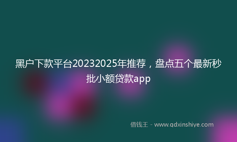 黑户下款平台20232025年推荐，盘点五个最新秒批小额贷款app