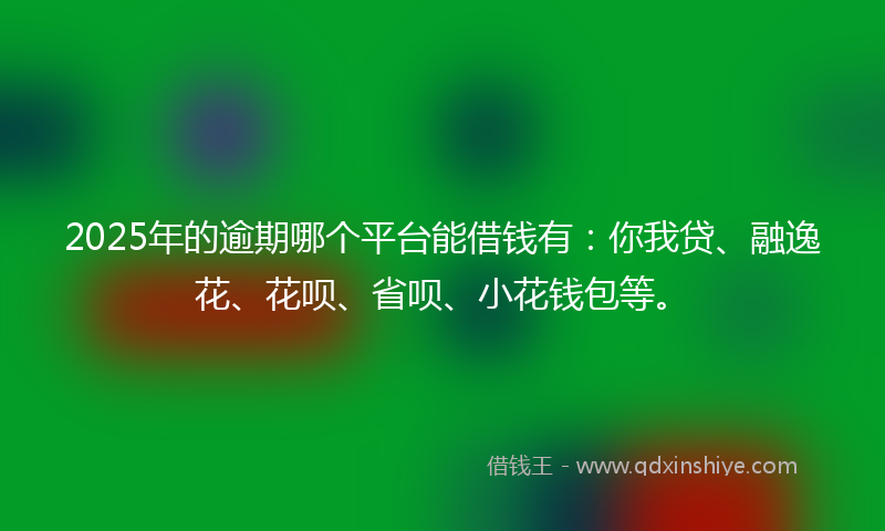 2025年的逾期哪个平台能借钱有：你我贷、融逸花、花呗、省呗、小花钱包等。