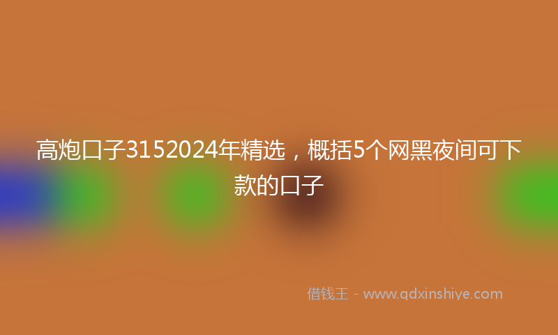 高炮口子3152024年精选，概括5个网黑夜间可下款的口子