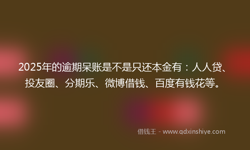 2025年的逾期呆账是不是只还本金有：人人贷、投友圈、分期乐、微博借钱、百度有钱花等。