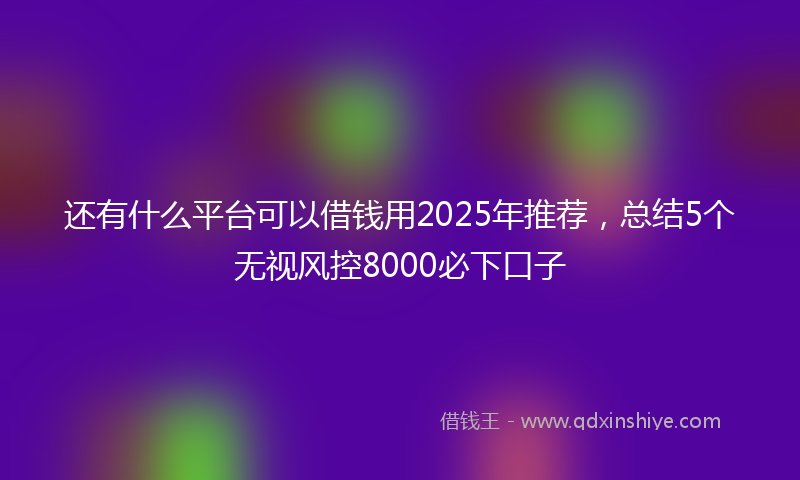 还有什么平台可以借钱用2025年推荐，总结5个无视风控8000必下口子