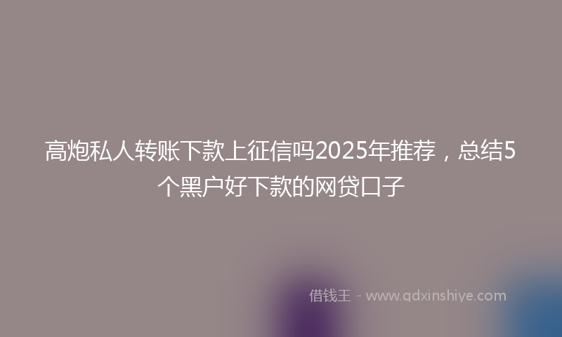 高炮私人转账下款上征信吗2025年推荐，总结5个黑户好下款的网贷口子