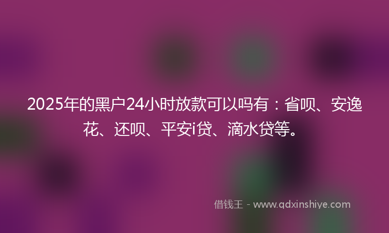 2025年的黑户24小时放款可以吗有：省呗、安逸花、还呗、平安i贷、滴水贷等。