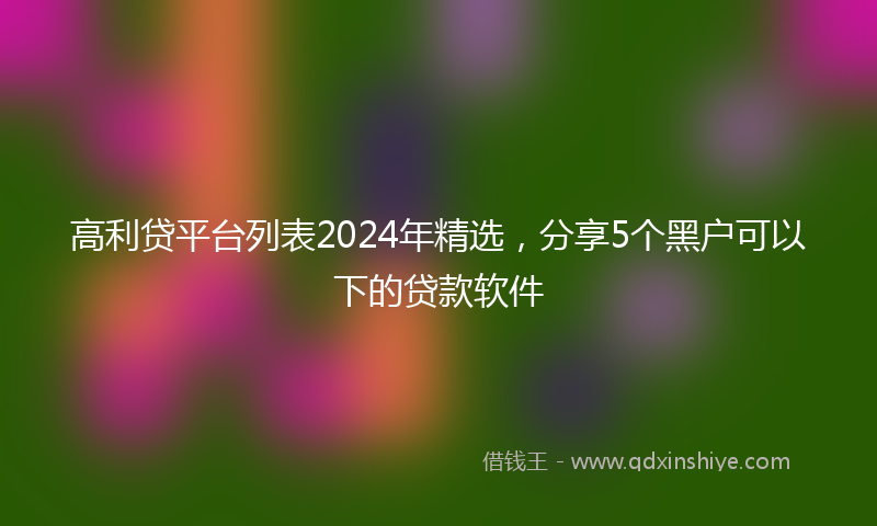 高利贷平台列表2024年精选，分享5个黑户可以下的贷款软件