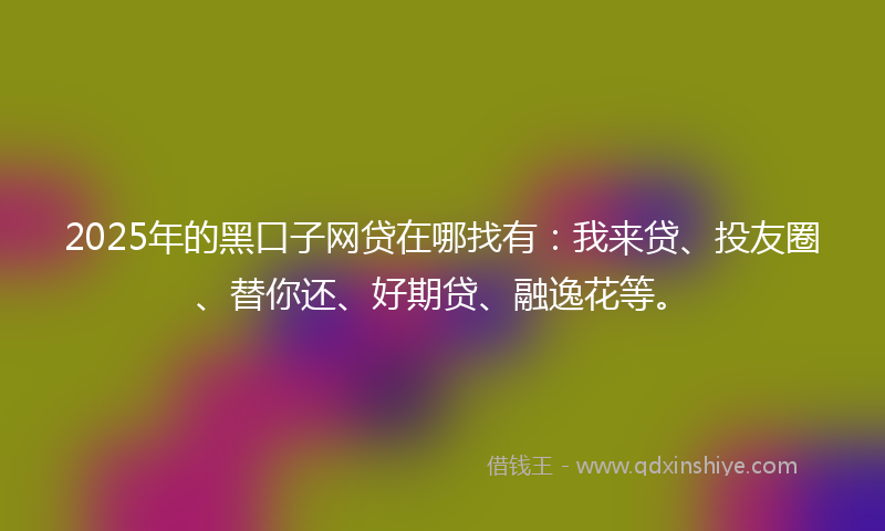 2025年的黑口子网贷在哪找有：我来贷、投友圈、替你还、好期贷、融逸花等。