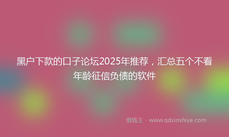 黑户下款的口子论坛2025年推荐，汇总五个不看年龄征信负债的软件
