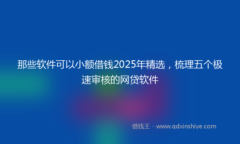 那些软件可以小额借钱2025年精选，梳理五个极速审核的网贷软件