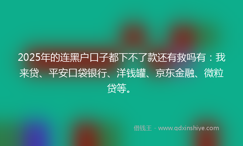 2025年的连黑户口子都下不了款还有救吗有：我来贷、平安口袋银行、洋钱罐、京东金融、微粒贷等。