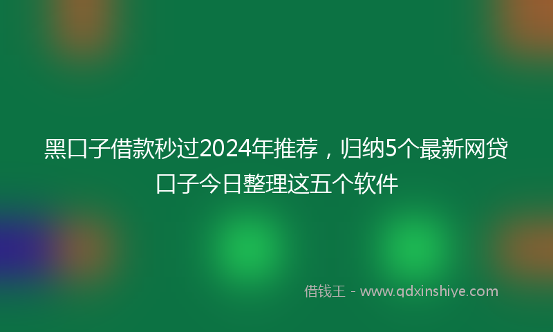 黑口子借款秒过2024年推荐，归纳5个最新网贷口子今日整理这五个软件