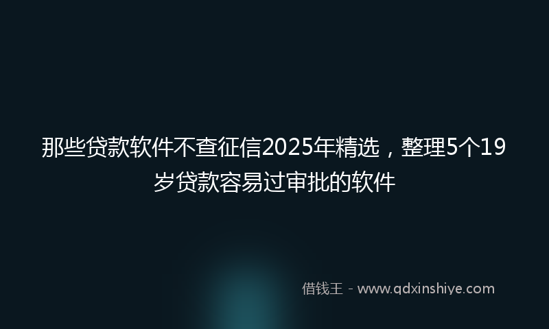 那些贷款软件不查征信2025年精选，整理5个19岁贷款容易过审批的软件