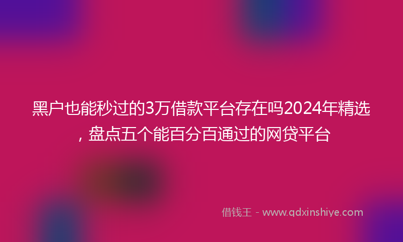 黑户也能秒过的3万借款平台存在吗2024年精选，盘点五个能百分百通过的网贷平台