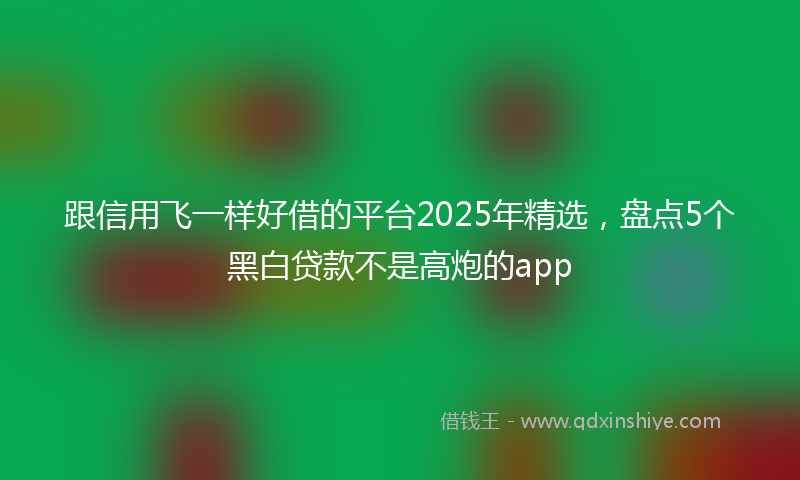 跟信用飞一样好借的平台2025年精选，盘点5个黑白贷款不是高炮的app