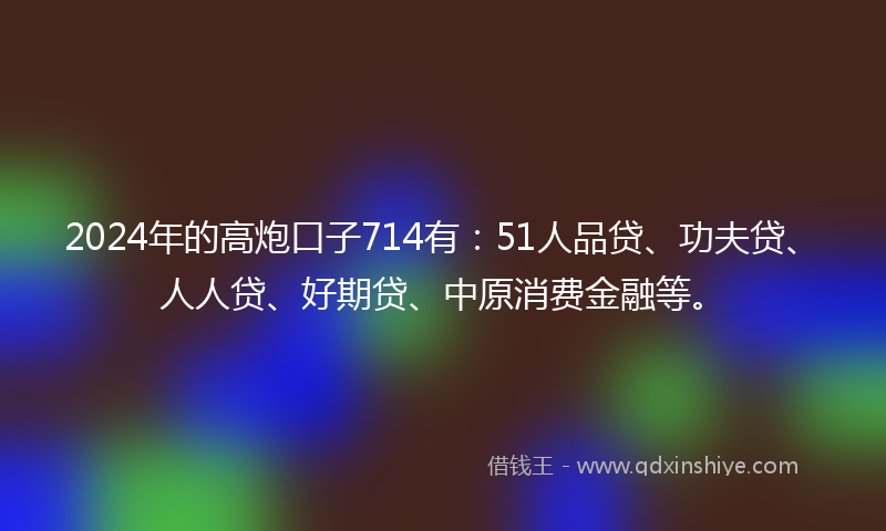 2024年的高炮口子714有：51人品贷、功夫贷、人人贷、好期贷、中原消费金融等。