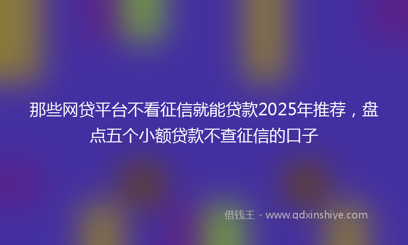 那些网贷平台不看征信就能贷款2025年推荐，盘点五个小额贷款不查征信的口子