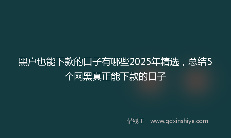黑户也能下款的口子有哪些2025年精选，总结5个网黑真正能下款的口子