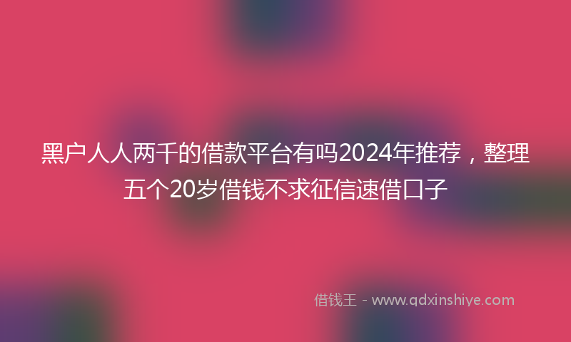 黑户人人两千的借款平台有吗2024年推荐，整理五个20岁借钱不求征信速借口子