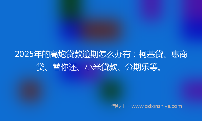 2025年的高炮贷款逾期怎么办有：柯基贷、惠商贷、替你还、小米贷款、分期乐等。