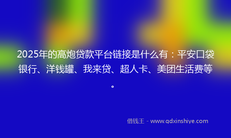 2025年的高炮贷款平台链接是什么有：平安口袋银行、洋钱罐、我来贷、超人卡、美团生活费等。