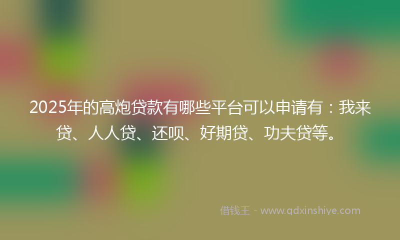 2025年的高炮贷款有哪些平台可以申请有：我来贷、人人贷、还呗、好期贷、功夫贷等。