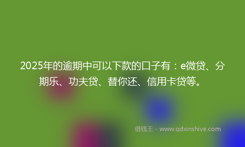 2025年的逾期中可以下款的口子有：e微贷、分期乐、功夫贷、替你还、信用卡贷等。