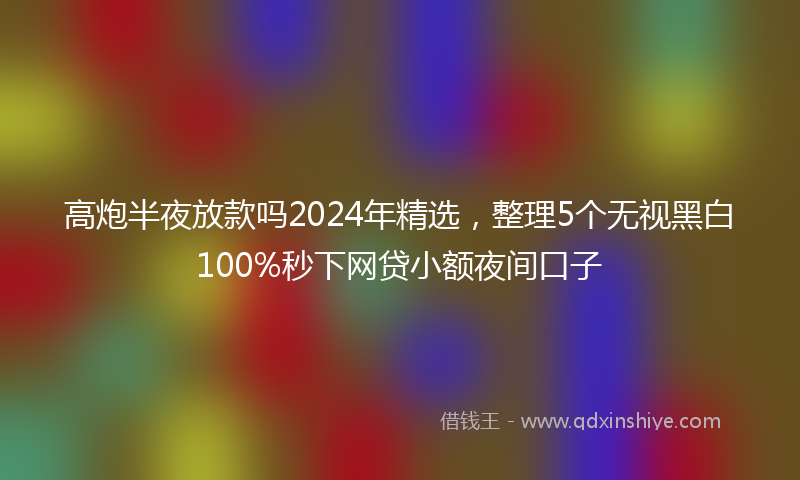 高炮半夜放款吗2024年精选，整理5个无视黑白100%秒下网贷小额夜间口子