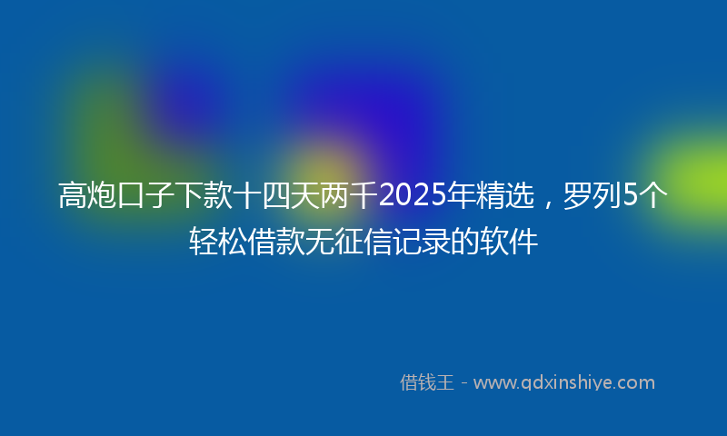 高炮口子下款十四天两千2025年精选，罗列5个轻松借款无征信记录的软件