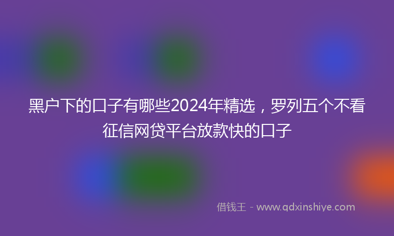 黑户下的口子有哪些2024年精选，罗列五个不看征信网贷平台放款快的口子
