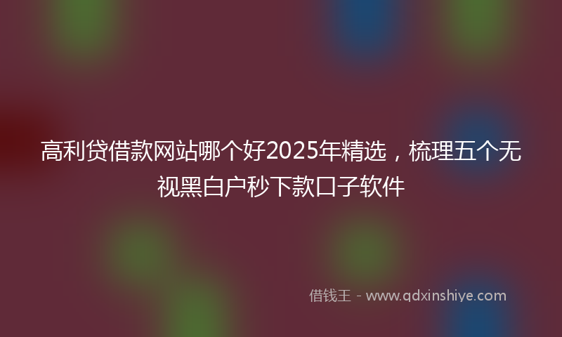 高利贷借款网站哪个好2025年精选，梳理五个无视黑白户秒下款口子软件