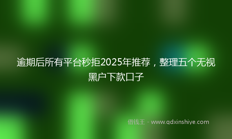 逾期后所有平台秒拒2025年推荐，整理五个无视黑户下款口子