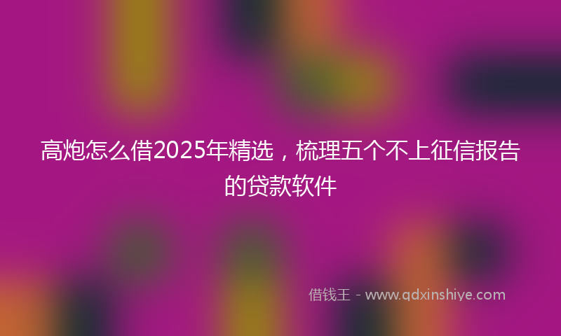 高炮怎么借2025年精选，梳理五个不上征信报告的贷款软件