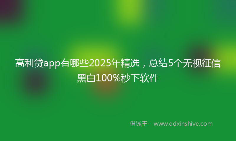 高利贷app有哪些2025年精选，总结5个无视征信黑白100%秒下软件