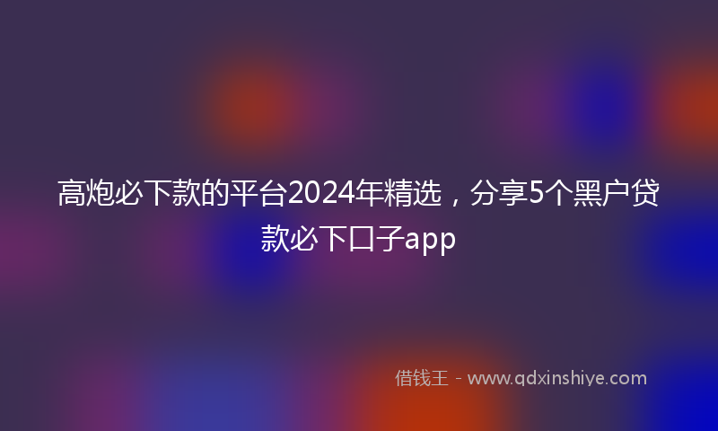 高炮必下款的平台2024年精选，分享5个黑户贷款必下口子app