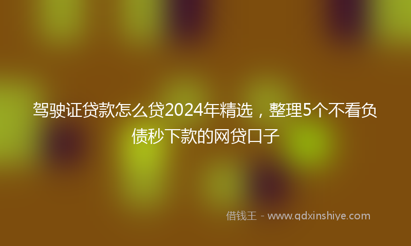 驾驶证贷款怎么贷2024年精选，整理5个不看负债秒下款的网贷口子