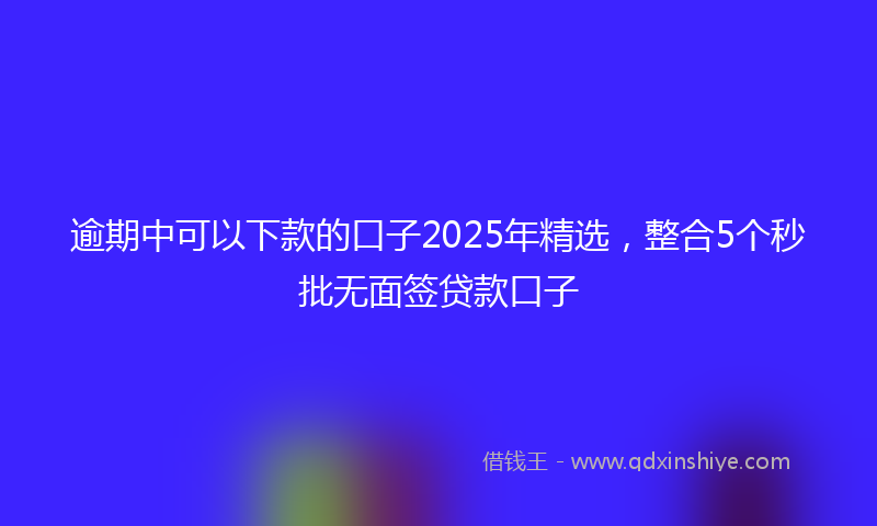 逾期中可以下款的口子2025年精选，整合5个秒批无面签贷款口子