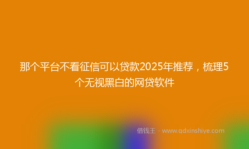 那个平台不看征信可以贷款2025年推荐，梳理5个无视黑白的网贷软件