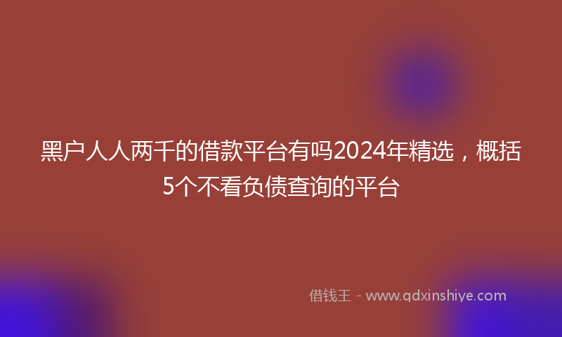 黑户人人两千的借款平台有吗2024年精选，概括5个不看负债查询的平台