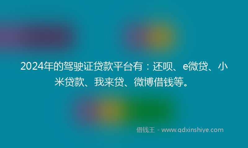 2024年的驾驶证贷款平台有：还呗、e微贷、小米贷款、我来贷、微博借钱等。