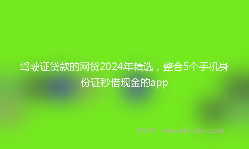 驾驶证贷款的网贷2024年精选，整合5个手机身份证秒借现金的app