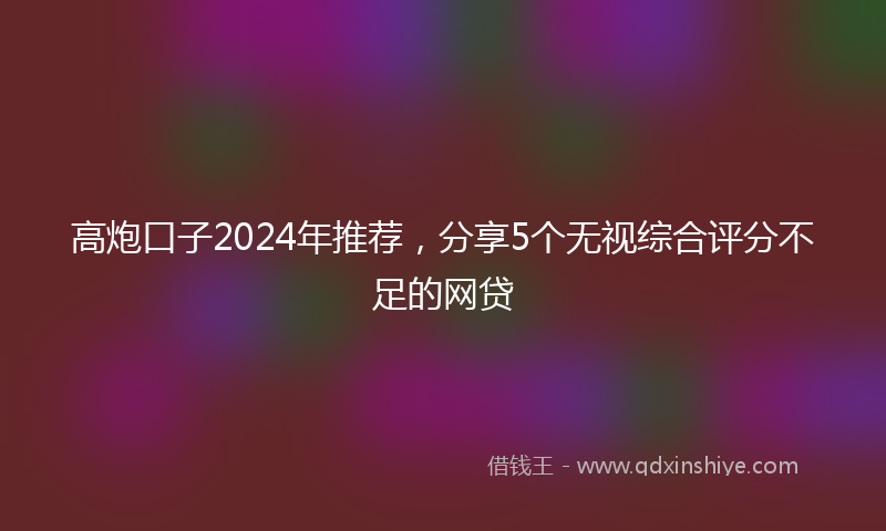 高炮口子2024年推荐，分享5个无视综合评分不足的网贷