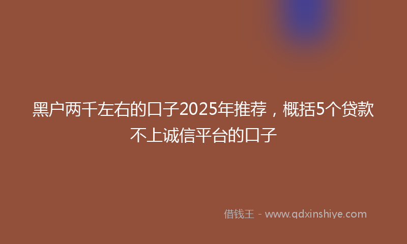 黑户两千左右的口子2025年推荐，概括5个贷款不上诚信平台的口子