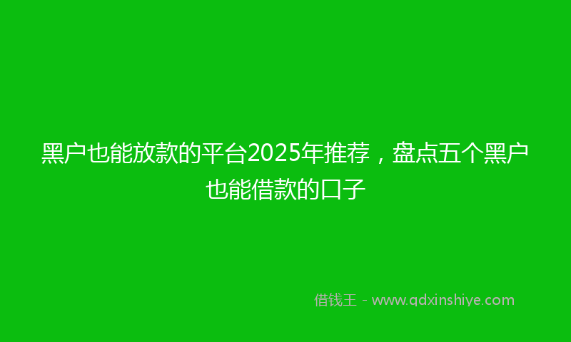 黑户也能放款的平台2025年推荐，盘点五个黑户也能借款的口子