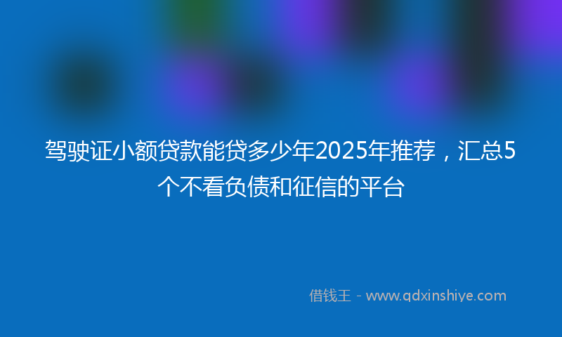 驾驶证小额贷款能贷多少年2025年推荐，汇总5个不看负债和征信的平台