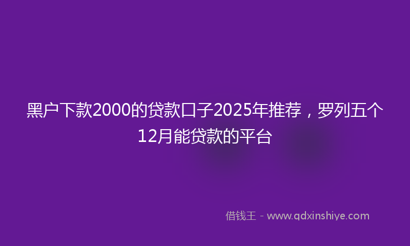 黑户下款2000的贷款口子2025年推荐，罗列五个12月能贷款的平台