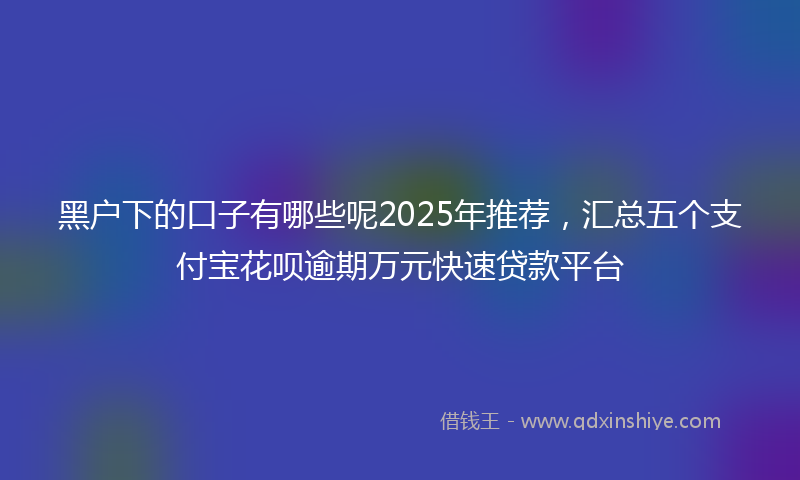黑户下的口子有哪些呢2025年推荐，汇总五个支付宝花呗逾期万元快速贷款平台