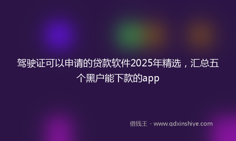 驾驶证可以申请的贷款软件2025年精选，汇总五个黑户能下款的app