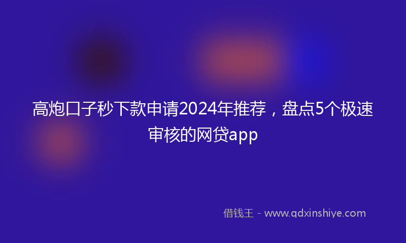 高炮口子秒下款申请2024年推荐，盘点5个极速审核的网贷app