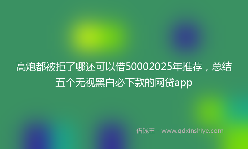 高炮都被拒了哪还可以借50002025年推荐，总结五个无视黑白必下款的网贷app